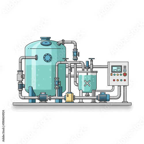 Industrial Water Treatment Plant Schematic - Filtration and Purification System