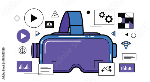 Futuristic Virtual Reality Headset Unlocking Digital Experiences and Interactive Metaverse Opportunities