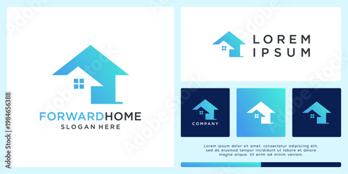 Forward home logo design with arrow basic