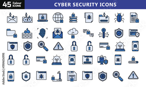 Set of 45 Colorful E-Learning and Online Education Vector Icons for Digital Learning