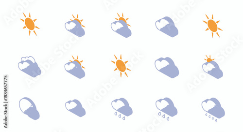 Weather forecast icons on white background.
