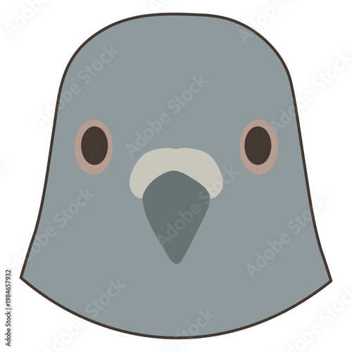 Minimalist illustration of a pigeon head representing the daytime chronotype. Flat graphic design of an urban bird for biology, avian studies and animal behavior education concepts