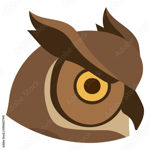 Owl head icon representing night owl chronotype. Illustration of nocturnal bird face for sleep cycle concept. Symbol of wisdom and nighttime working schedule for business productivity