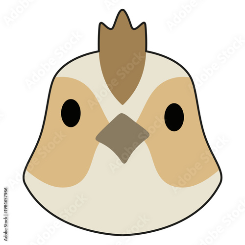 Lark head icon representing early morning chronotype. Cute bird face symbol for biology and wakefulness. Minimalist vector illustration of small animal signifying daily rhythm