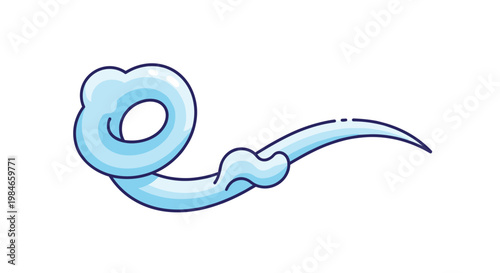 Stylized blue icon representing a strong wind gust or blowing breeze suitable for weather symbols and maps.