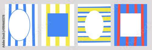 Mediterranean summer background template. Set background summer vacation. Vector illustration