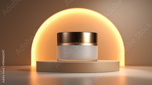 Cosmetic cream jar mockup with matte finish and soft lighting, luxury skincare branding concept