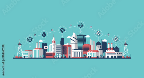 Flat minimalist illustration of crypto digital economy b