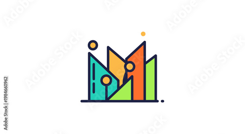 A colorful abstract graphic design element.