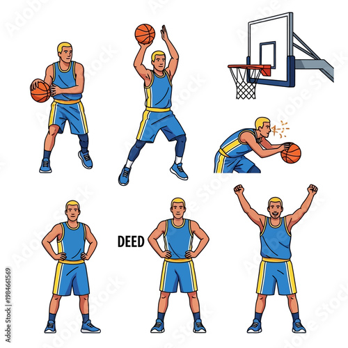 Basketball Player Poses: Shooting, Dribbling, Defending, Celebrating, and Standing