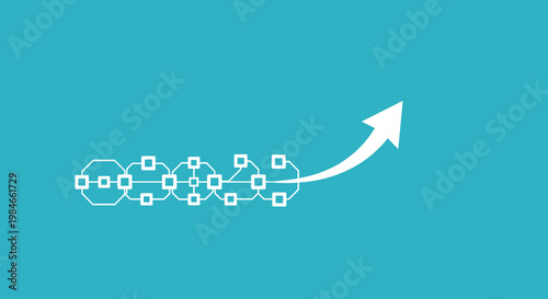 Flat minimalist illustration of blockchain future scalability b