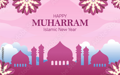 Decorative Muharram Kareem Background with Islamic Ornament