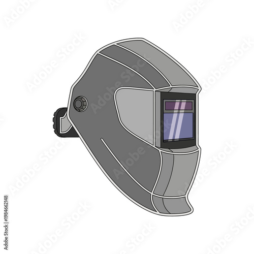 Welding Mask Helmet Isolated On White Background, Safety Equipment For Metalwork