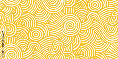 Abstract yellow waves and swirls create a repeating pattern background