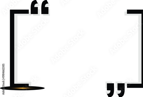 Black quotation marks border frame with bracket for text vector