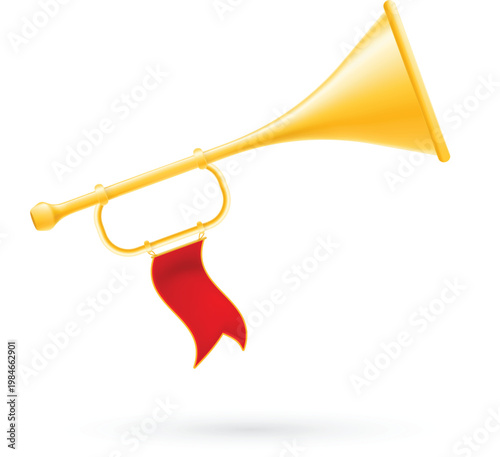 Flat design yellow trumpet for orchestral and concert events vector