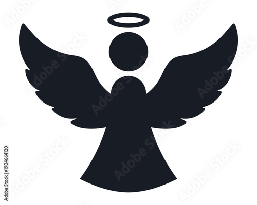 Black and White Angel icon vector illustration