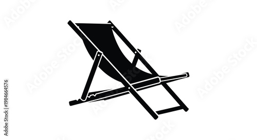 Black beach chair depicted in a stark minimalist design silhouette