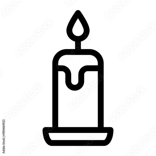 Burning Candle Decoration Outline Icon