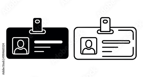  Two Id Card Icons One Line Stock Vector 