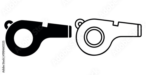  Two Whistle Icons One Black One Stock Vector