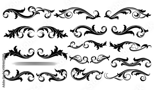 Photos Ornate floral scrollwork vector black decorative flourishes vintage design