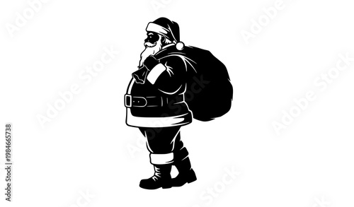 Christmas Santa Claus silhouette vector carrying presents sack design