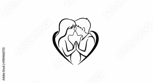 Two figures embracing within a heart shape, showing connection and unity
