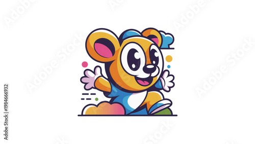 Animated cartoon squirrel character with colorful fur and a cheerful expression Vector