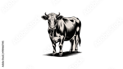 Elegant black and white cow standing in profile view Vector
