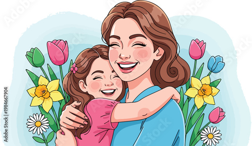 Mother Embracing Little Girl 3.