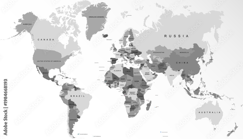 Obraz premium World map. Grey modern vector map. Silhouette map