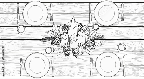 Table setting with candles, plates, silverware, and festive centerpiece