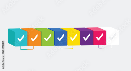 Flat minimalist illustration of blockchain verification process b