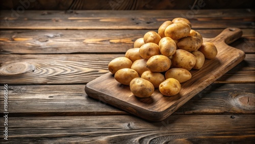 Wallpaper Mural A Rustic Still Life Featuring a Pile of Fresh Potatoes on a Wooden Cutting Board Torontodigital.ca