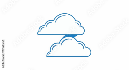 Two blue clouds with a blue lightning bolt between them