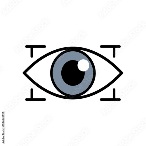 Eye Icon with Camera Viewfinder Frame
