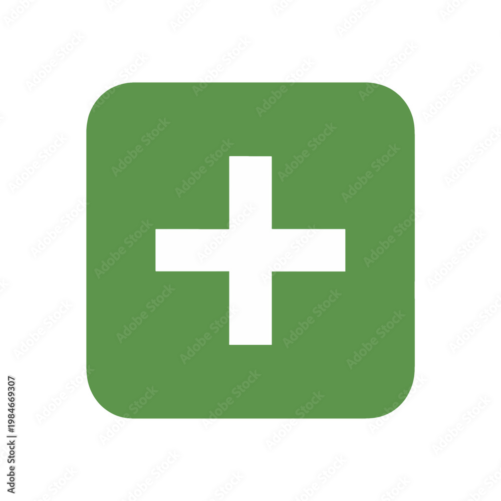 Fototapeta premium Green Plus Sign Medical Icon with Rounded Square Background