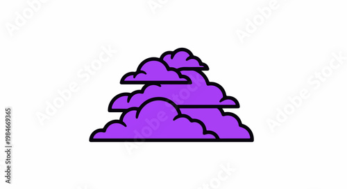 Stylized purple clouds against a stark white background