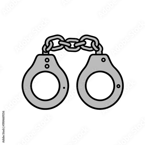 Handcuffs Flat Icon with Chain Link