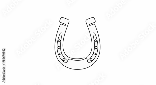 Stylized outline of a horseshoe with nail holes, on a white background