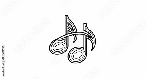 Stylized musical notes, a common symbol for music and sound