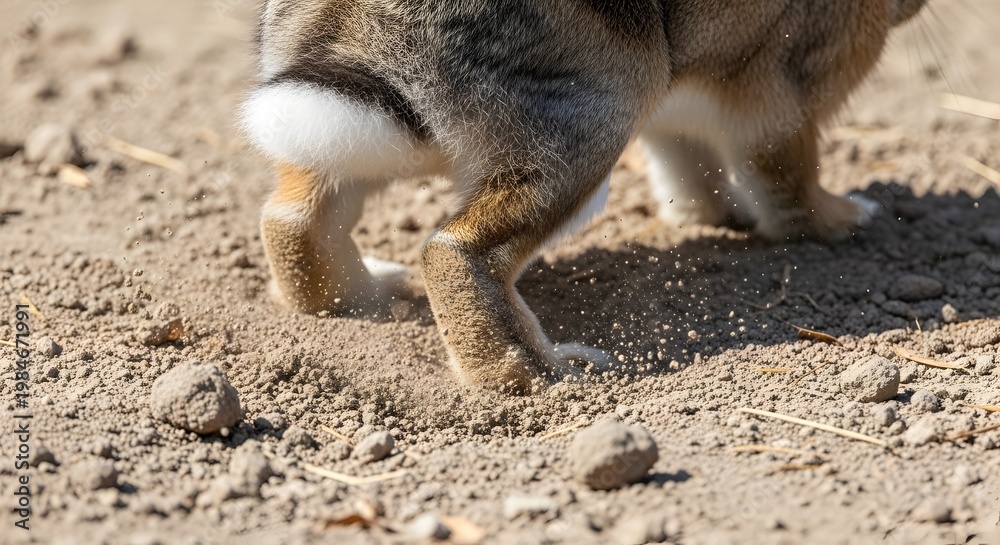 Fototapeta premium Adorable Animals: Rabbit Looking for Something on the Ground