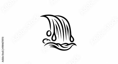 Stylized waterfall cascade with water droplets and waves