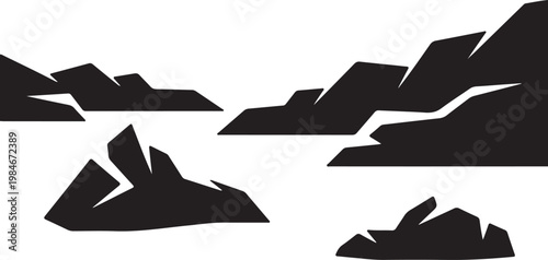Environment of Glaciers Icebergs, flat black travel vector symbol