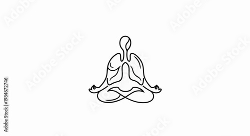 Stylized outline of a person meditating, with lung-like imagery