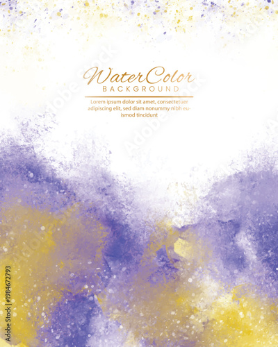 Abstract watercolor background with musical notation and elegant script