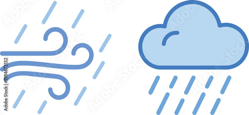 Weather icons rain and wind a cloudy day forecast