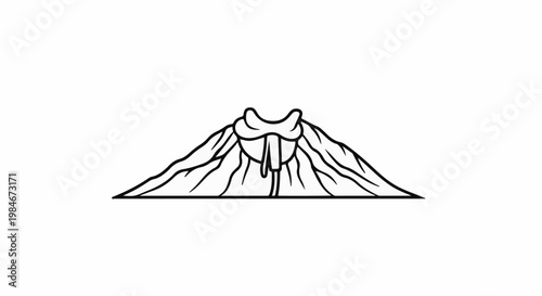 Stylized outline of a saddle atop a mountain landscape