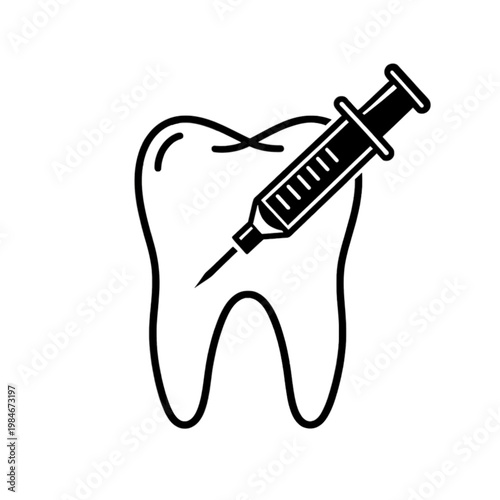 Tooth with Syringe Injection Line Icon